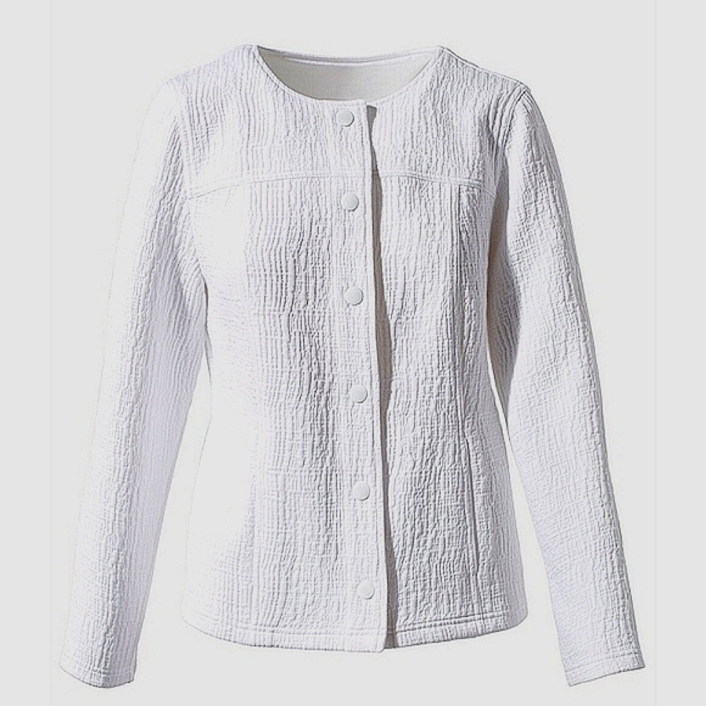 Chico's Jacket White Slim Stretch Waffle Texture